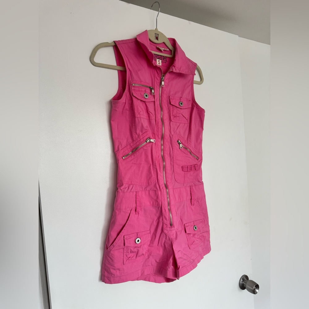 Guess Pink Sleeveless Romper with Zipper